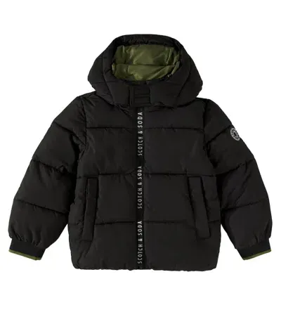 Scotch & Soda Kids' Quilted Puffer Jacket In Black