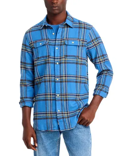 Scotch & Soda Regular Fit Plaid Flannel Shirt In Blue