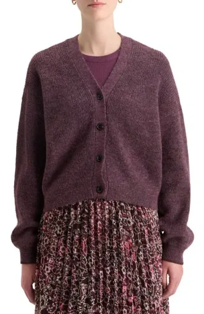 Scotch & Soda Fuzzy Relaxed Cardigan In Berry Melange