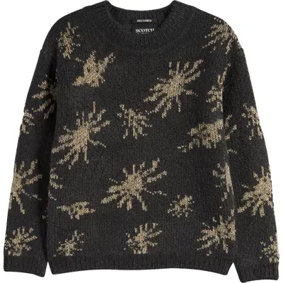 Scotch & Soda Kids' Fireworks Pattern Crewneck Sweater In Jacquard