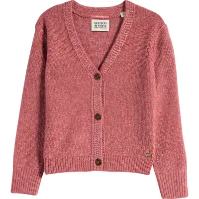 Scotch & Soda Kids' Marled Metallic Cardigan In Rose