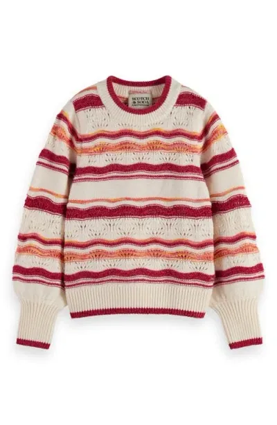 Scotch & Soda Kids' Wavy Stripe Sweater In Bohemian