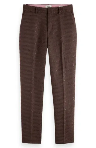 Scotch & Soda Lowry Sequin Jacquard Straight Leg Pants In Coffee