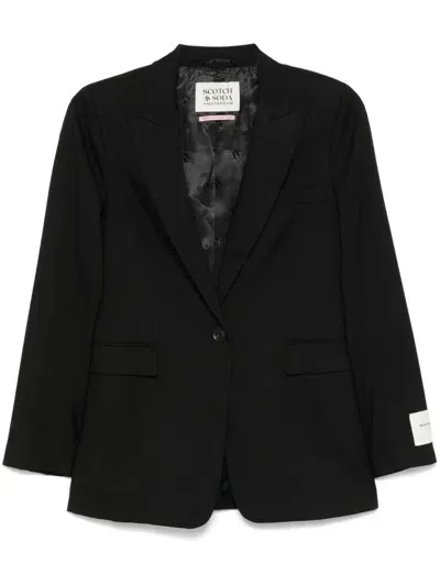 Scotch & Soda Twill Blazer In Black