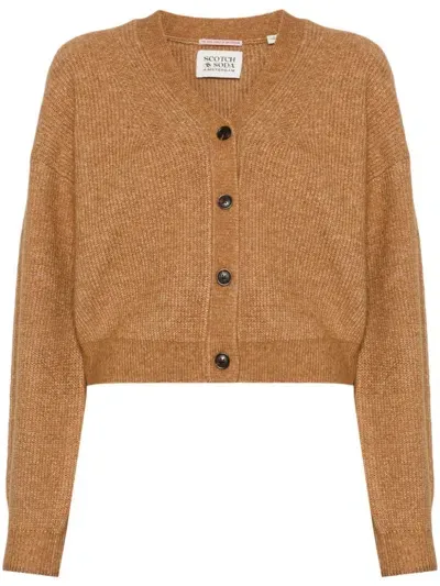 Scotch & Soda V-neck Cardigan In Brown