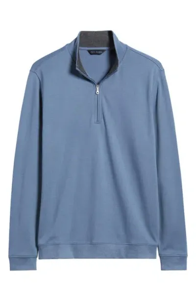 Scott Barber Pima Cotton Interlock Quarter Zip Pullover In Indigo