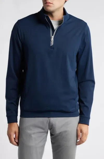 Scott Barber Solid Stretch Quarter Zip Pullover In Navy