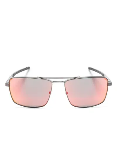 Scuderia Ferrari Logo-engraved Square-frame Sunglasses In Grey