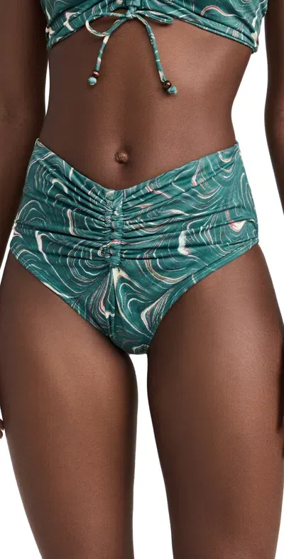 Sea Amara Marble Print Bikini Bottom Green