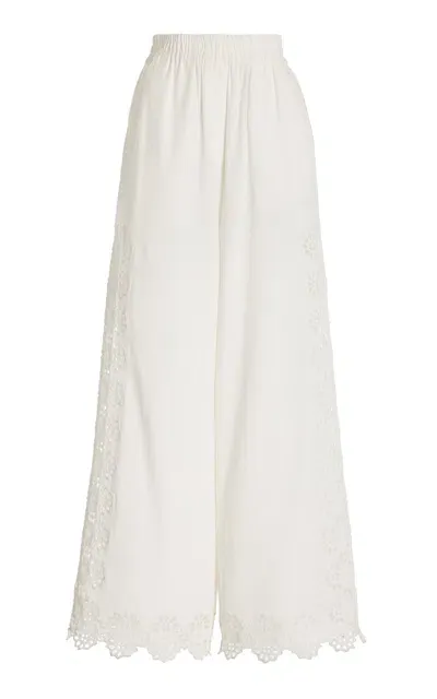 Sea Edith Cotton And Linen-blend Wide-leg Pants In Ivory