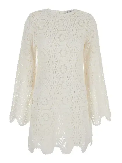 Sea 'lakshmi' White Mini Tunic Dress In Crochet Woman