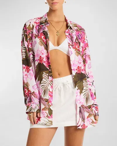 Sea Level Swim Isla Beach Shirt In White