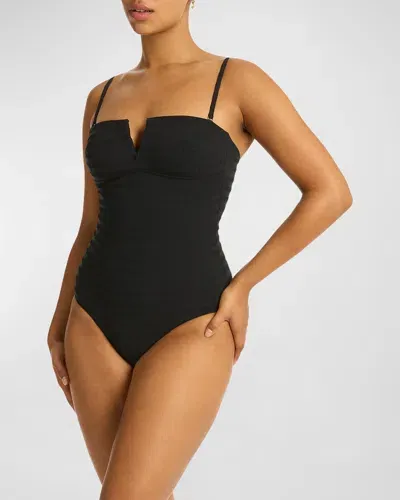 Sea Level Swim Palisades Bandeau One-piece Swimsuit In Black