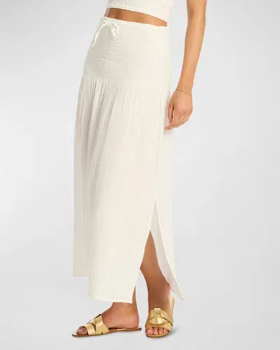 Sea Level Swim Sunset Beach Midi Skirt In White