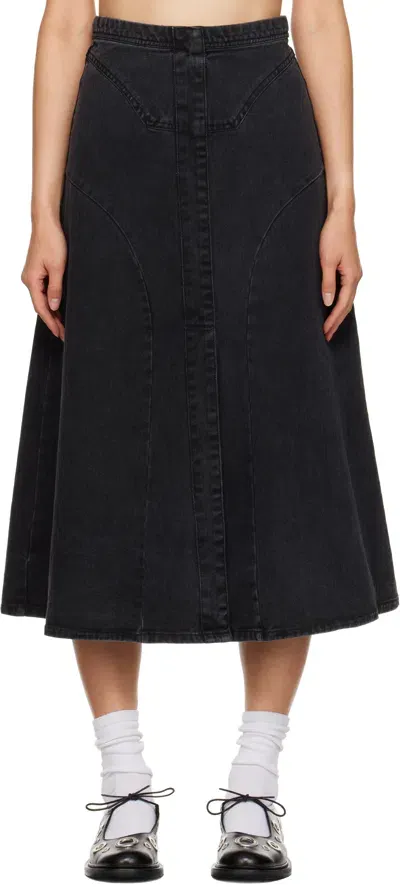 Sea Ny Black Cornelia Denim Midi Skirt