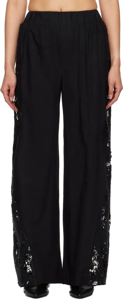 Sea Ny Black Sabine Embroidery Lounge Pants