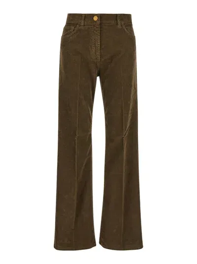 Seafarer Brown Five-pocket Jeans In Courduroy Woman