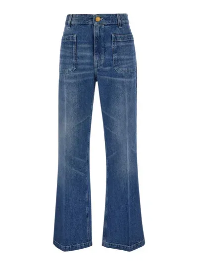 Seafarer 'curt' Light Blue High Waist Jeans With Branded Button In Denim Woman