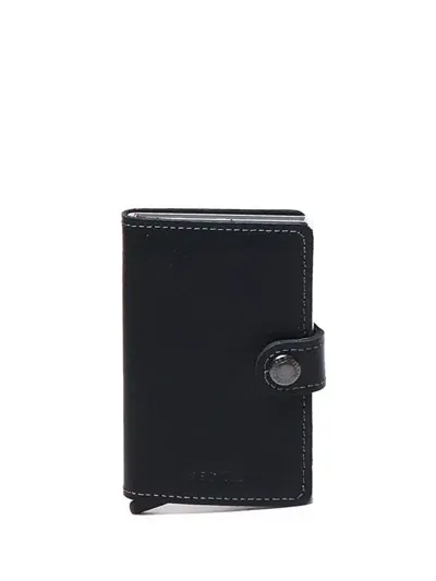 Secrid Leather Contrast-stitching Wallet In Black