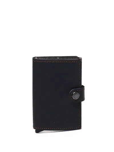 Secrid Leather Contrast-stitching Wallet In Black