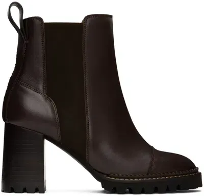 See By Chloé Brown Mallory Chelsea Boots In 501 Dk Brown/elastic