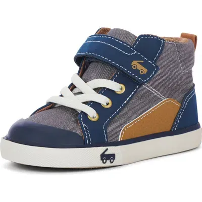 See Kai Run Kids' Dayton High Top Sneaker In Gray Denim