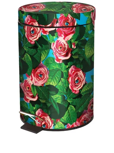 Seletti Large Toiletpaper Home Roses Trash Bin In Green