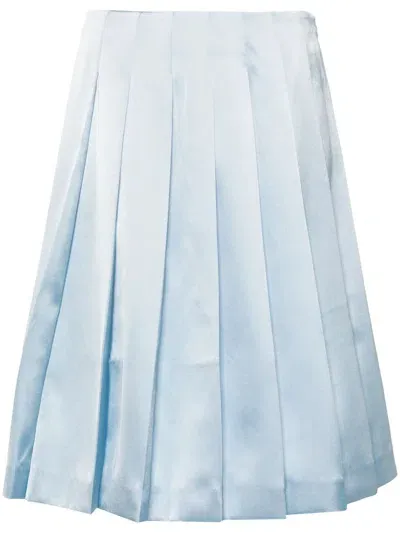 Self-portrait Blue Satin Midi Skirt Clothing