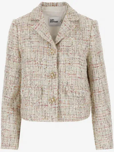 Self-portrait Pastel Boucle Jacket-10 Nd Self Portrait Female In Multicolor