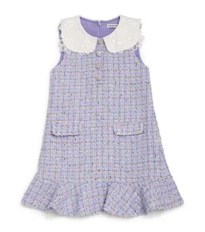 Self-portrait Kids' Bouclé Mini Dress In Purple