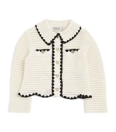 Self-portrait Kids' Crochet Cardigan In White