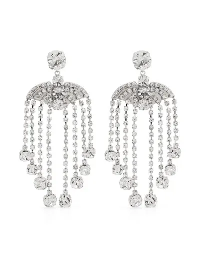 Self-portrait Crystal-embellished Silver-plated Drop Earrings