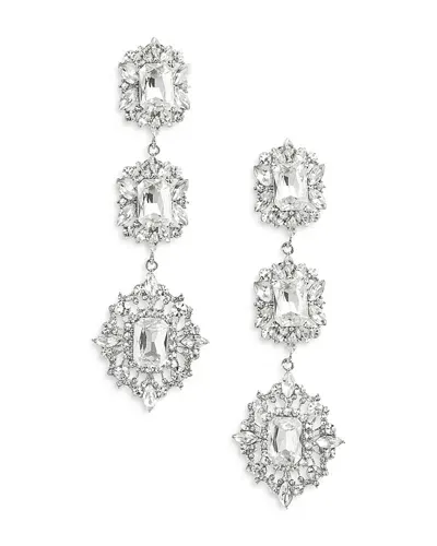 Self-portrait Crystal Tiered Drop Earrings In Silver