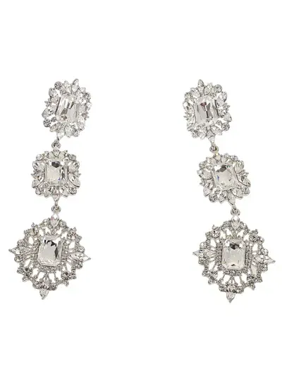 Self-portrait Crystal Tiered Earrings In Silver