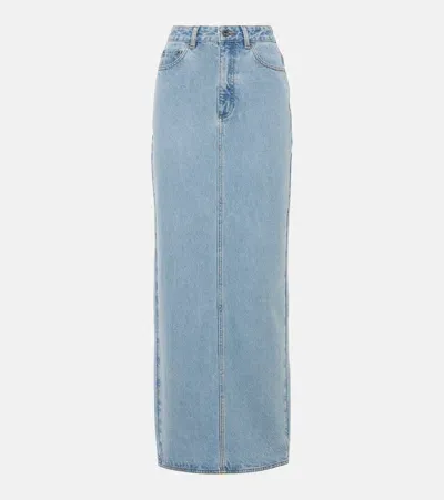 Self-portrait Denim Maxi Skirt In Blue