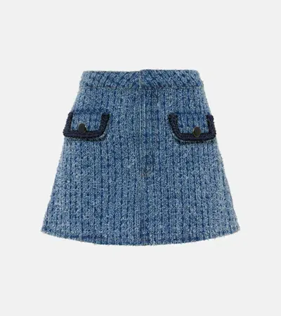 Self-portrait Tweed Mini Skirt In Blue