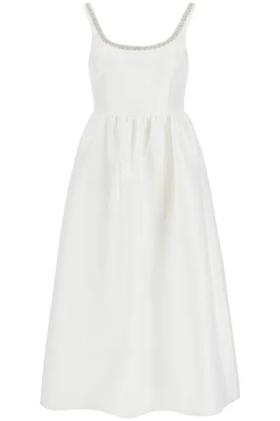 Self-portrait Crystal-embellished Taffeta Midi Dress In White