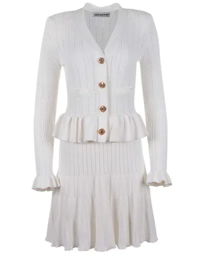 Self-portrait Dress  Made Of Knit In White