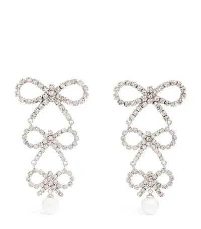 Self-portrait Embellished Tiered Bows Earrings In Silver