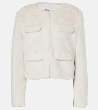 Self-portrait Faux Fur Jacket In Beige