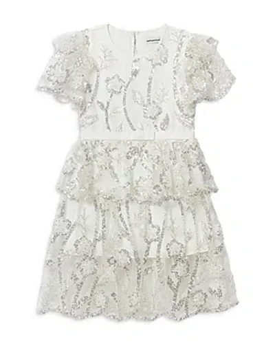 Self-portrait Kids' Midi Sequin-embellished Dress In White