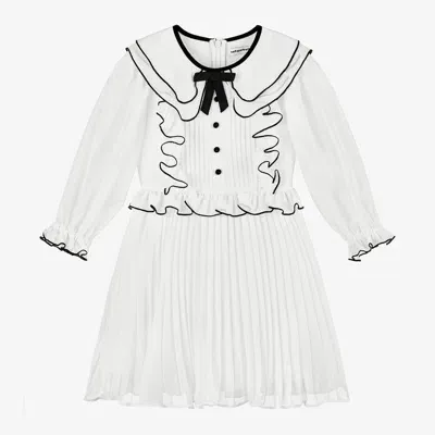 Self-portrait Kids' Girls White Crêpe Chiffon Dress