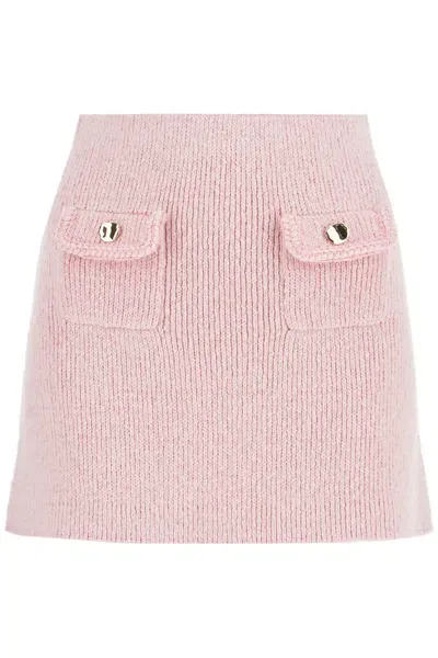 Self-portrait Knitted Mini Skirt In Rose