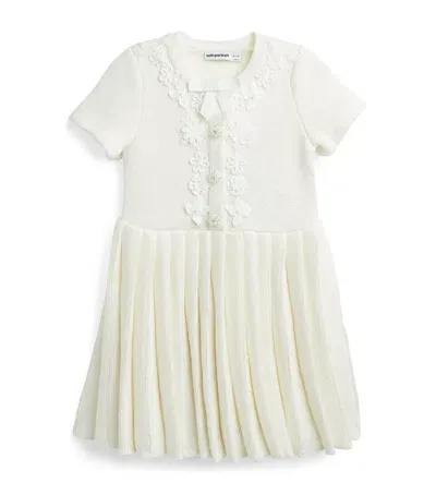 Self-portrait Kids' Knitted Sequinned Dress In White