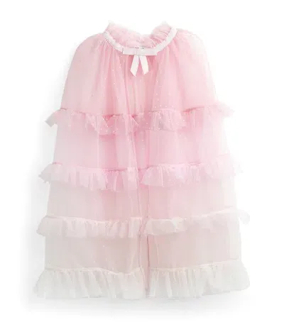 Self-portrait Kids' Mesh Polka-dot Cape In Pink