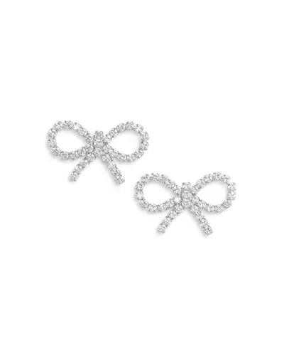 Self-portrait Mini Bow Crystal Earrings In Silver