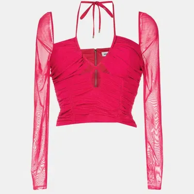 Pre-owned Self-portrait Pink Jersey Cut-out Ruched Top M