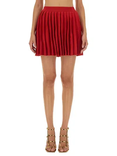 Self-portrait Pleated Mini Skirt In Red