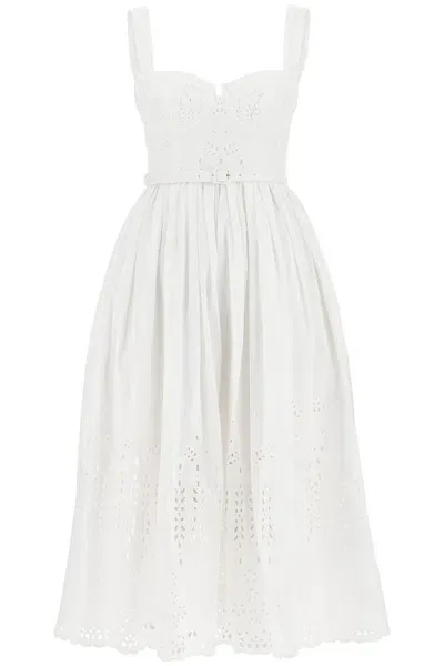 Self-portrait Sangallo Lace Midi Dress In White