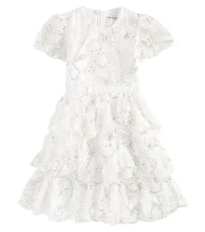 Self-portrait Kids' Sequined Tulle Dress In White